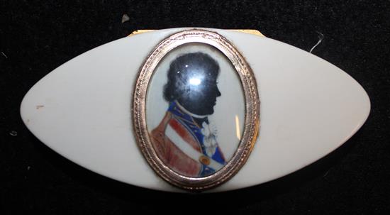 Regency ivory toothpick case with silhouette of an officer